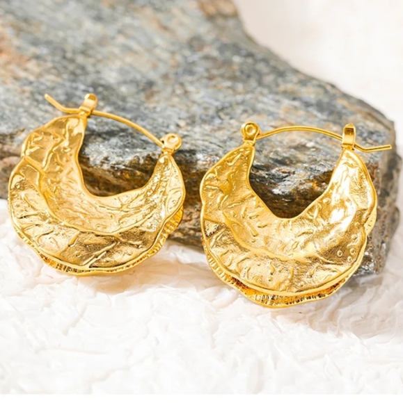 Gold Foil Hoop Earrings - Picture 1 of 11